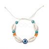 Summer Beach Shell & Synthetic Turquoise Braided Bead Bracelets BJEW-JB10373-1