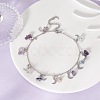 Natural Fluorite Chips & Moon Charms Anklet AJEW-AN00512-06-2