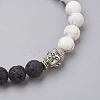 Natural Lava Rock Beads and Natural Howlite Beads Stretch Bracelets BJEW-JB03851-02-2