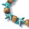 Beach Starfish Dyed Synthetic Turquoise Stretch Bracelets BJEW-JB10293-02-3