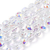 Electroplate Transparent Glass Beads Strands EGLA-N002-34C-C03-1