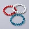 Faceted Glass Beads Stretch Bracelets BJEW-JB05007-M-1