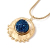 Natural Quartz Flat Round Pendant Necklace with 304 Stainless Steel Snake Chain NJEW-K244-03G-2