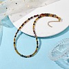 Faceted Round Natural Agate(Dyed & Heated) Beaded Necklaces for Women NJEW-JN04659-01-3