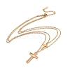 Stainless Steel Hollow Out Cross Pendant Double Layer Necklace with Cable Chains for Men Women NJEW-E088-01G-2