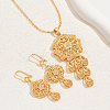 Simple and Stylish 18K Gold Plated Brass Cubic Zirconia Flower Pendant Necklace & Dangle Earrings Set for Women QB5111-1