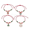 4Pcs 4 Style Christmas Theme Alloy Enamel Charm Bracelets Set BJEW-JB11087-1