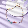 Flower Imitation Pearl Glass Seed & Acrylic Beaded Necklaces NJEW-JN04676-2