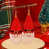 Fashionable Christmas Style Glass Seed Beads Hat Dangle Earrings EC3493-1