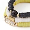 3Pcs 3 Styles Polymer Clay Heishi Beads Stretch Bracelets Sets BJEW-JB05921-2
