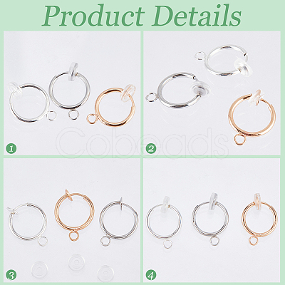 SOFPLATE 30Pcs 3 Colors Brass Clip-on Hoop Earring Findings KK-SP0001-23-1