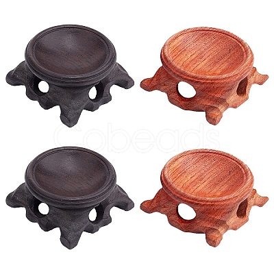 Gorgecraft 4Pcs 2 Colors Wood Crystal Ball Display Pedestal ODIS-GF0001-12-1