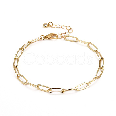 Titanium Steel Link Bracelets & Brass Paperclip Chain Bracelets Sets BJEW-JB06181-1