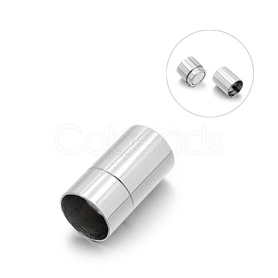 Tarnish Resistant 304 Stainless Steel Column Magnetic Clasps with Glue-in Ends STAS-E089-12F-1