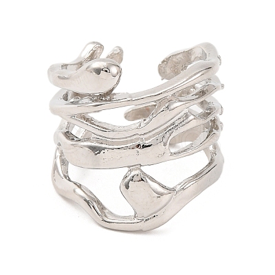 Multi-layer Alloy Open Cuff Rings for Women RJEW-M018-02P-01-1