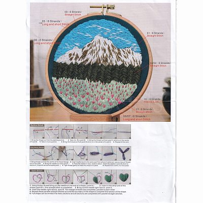 DIY Flower and Mountain Embroidery Kit DIY-O021-12B-1