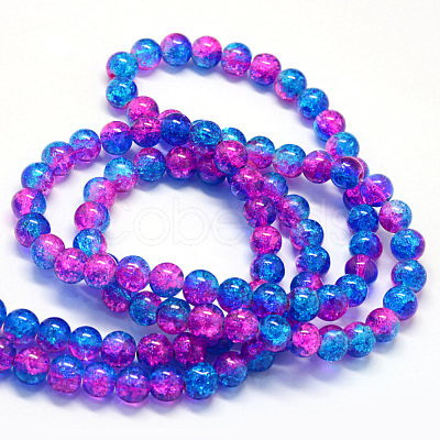 Baking Painted Transparent Crackle Glass Round Bead Strands DGLA-Q018-8mm-49-1