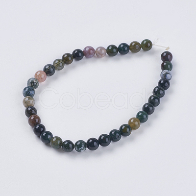 Natural Indian Agate Beads Strands G-G515-6mm-05-1