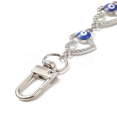 Alloy Enamel Heart with Evil Eye Link Chain Bag Extender Chains AJEW-BA00104-1