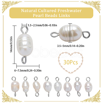 SUNNYCLUE 30Pcs Natural Cultured Freshwater Pearl Connector Charms FIND-SC0005-38-1