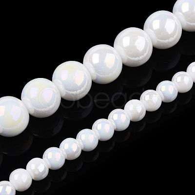 Electroplate Opaque Glass Beads Strands GLAA-T032-P10mm-AB02-1