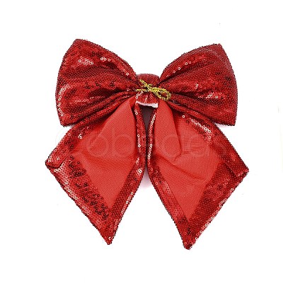 Christmas Plastic Sequin Big Bowknot Pendant Decorations AJEW-S088-04A-1