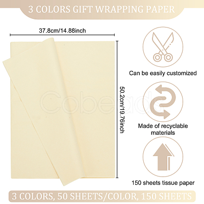 Olycraft 3Bags 3 Colors Rectangle Tissue Paper DIY-OC0010-91-1