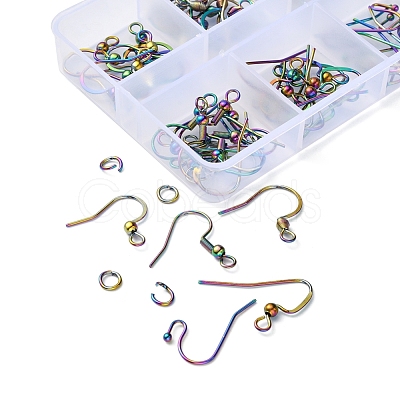 50Pcs 5 Style Ion Plating(IP) Rainbow Color 304 Stainless Steel French & Flat Earring Hooks STAS-YW0001-25-1