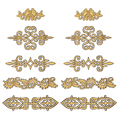 Nbeads 10Pcs 5 Style Ethnic Style Polyester Metallic Thread Embroidery Iron on Applique Patch PATC-NB0001-21-1