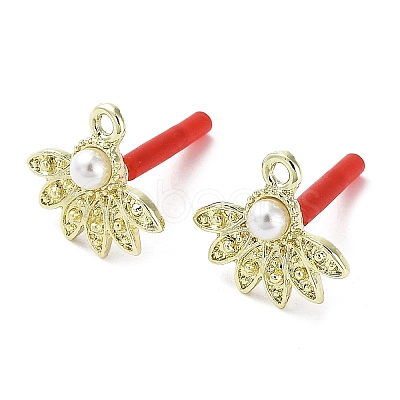 Rack Plating Alloy Flower Stud Earrings Finding EJEW-B030-10G-1