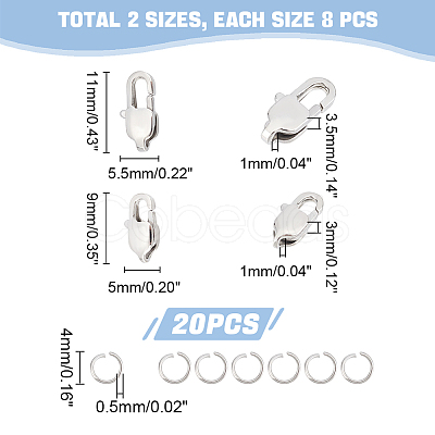 Unicraftale 16Pcs 2 Size Ion Plating(IP) 304 Stainless Steel Lobster Claw Clasps STAS-UN0040-76B-1