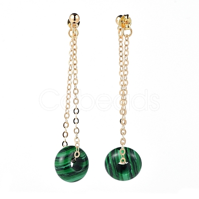 Synthetic Malachite Dangle Stud Earrings EJEW-JE03730-02-1