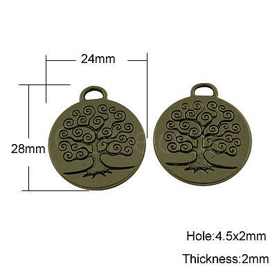 Tibetan Style Alloy Tree of Life Pendants TIBEP-19040-AB-NR-1