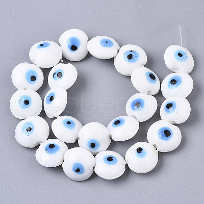 Handmade Evil Eye Lampwork Beads Strands LAMP-R143-04C-1