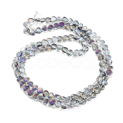 Half Rainbow Plated Electroplate Transparent Glass Beads Strands EGLA-G037-09A-HR01-1