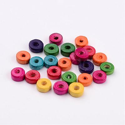 Lead Free Flat Round Natural Wood Beads X-YTB021-1