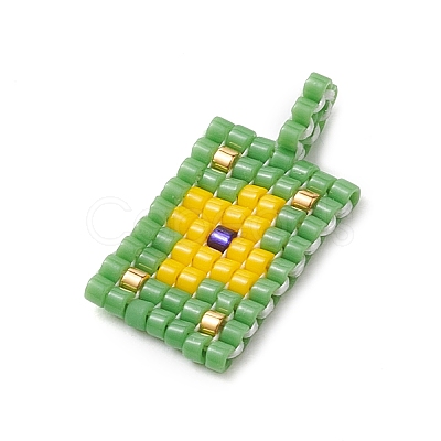 2 Pcs Glass Seed Bead Pendants PALLOY-MZ00246-1