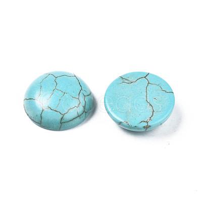 Craft Findings Dyed Synthetic Turquoise Gemstone Flat Back Dome Cabochons TURQ-S266-18mm-01-1