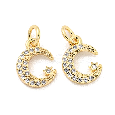 Brass Micro Pave Clear Cubic Zirconia Charms KK-Z044-17C-1