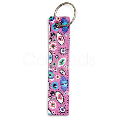 PU Leather Rectangle with Evil Eye Keychain PW-WG8C289-10-1