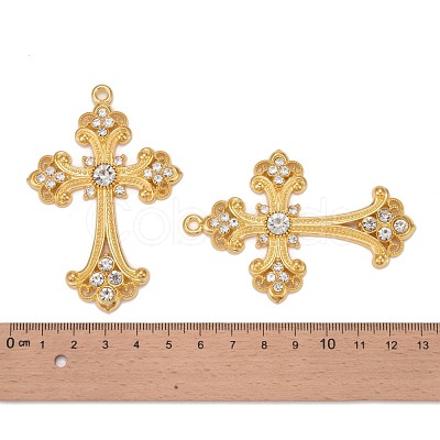 Alloy Rhinestone Cross Big Pendants ALRI-1475-G-NR-1