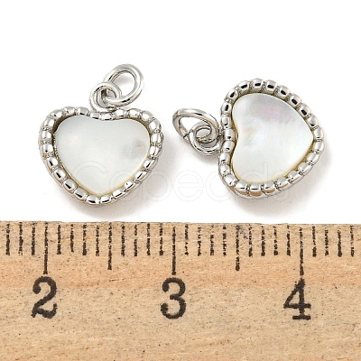 Natural Shell & Brass Heart Charms with Jump Rings KK-P275-08P-1