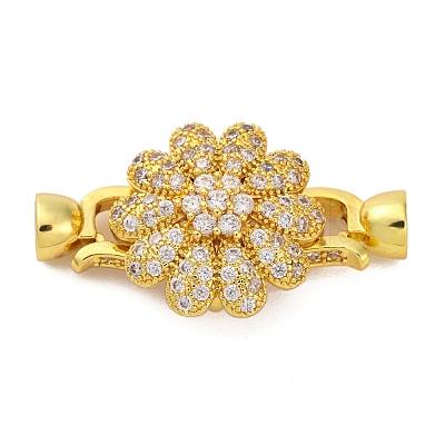 Brass Micro Pave Cubic Zirconia Fold Over Clasps KK-A230-07G-02-1