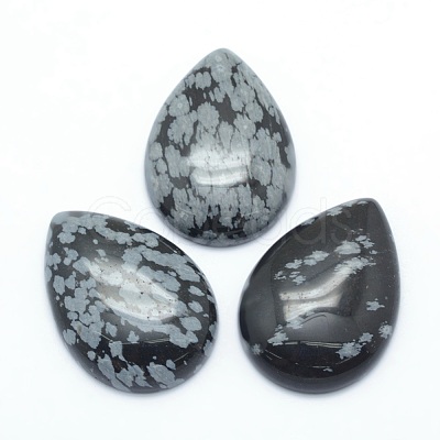 Natural Snowflake Obsidian Cabochons X-G-P393-G11-1