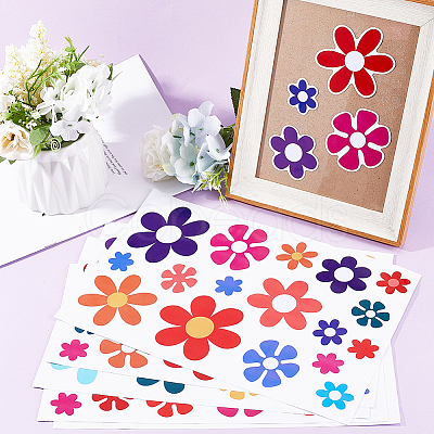 PVC Daisy Flower Picture Stickers STIC-WH0004-21-1