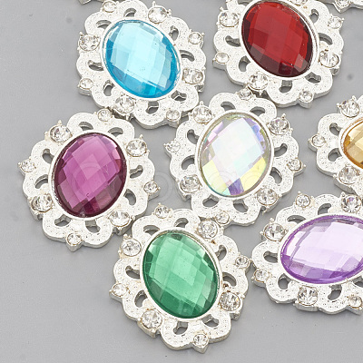 Alloy Acrylic Rhinestone Cabochons RB-N050-01-24S-1