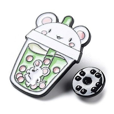 Cartoon Animal Boba Tea Cup Enamel Pin JEWB-E025-01EB-02-1