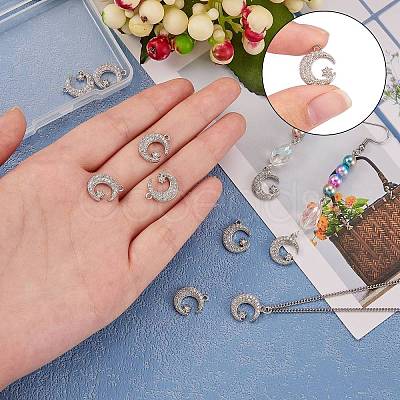 10Pcs Rack Plating Brass Micro Pave Clear Cubic Zirconia Charms ZIRC-SZ0003-12-1