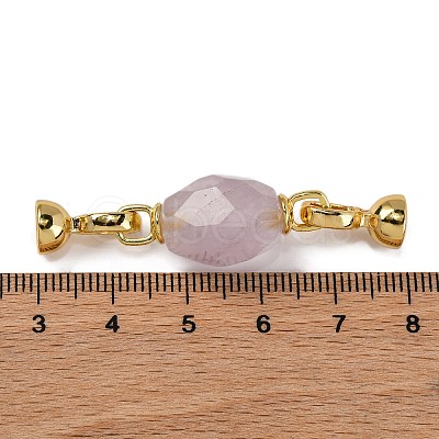 Rack Plating Brass and Amethyst Flod Over Clasps KK-B103-05G-01-1