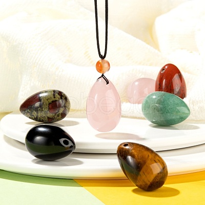 6Pcs 6 Style Natural Mixed Gemstone Pendants G-LS0001-73-1